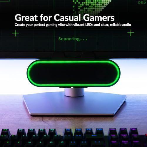 Cyber Acoustics USB Speaker Bar with LED Lights (CA-2890GX) – USB Powered Speaker Bar for PC and Mac, Dynamic LED Lights Sync to Music, Clamps to Monitors up to 1.5 Inches, Great for Music and Gaming - style: USB & LED