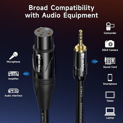 Cable Matters Unbalanced 3.5mm to XLR Cable, Male to Female, 15ft | 1/8 Inch (3.5mm) Male to XLR Female Cable, Unbalanced - size: 15 ft