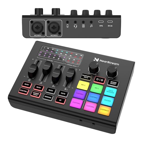 Gaming Audio Mixer & USB Audio Interface with Pro Mic Preamp | Dual XLR/6.35mm Inputs, 48V Phantom Power, RGB, Voice Changer, Sound Pads, Loopback for Podcasting/Streaming & Music