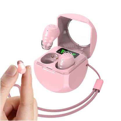 Xmenha Small Invisible Wireless Bluetooth Earbuds Mini for Small Ears Tiny Discreet Low Profile Hidden Earbuds for Work Sleep Ear Buds Invisible Headphones Pink - color: Pink