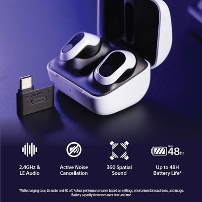 Sony INZONE Buds Wireless Noise Cancelling Gaming Earbuds, Glass Purple | Perfect for PlayStation® 5, PC/PS5/Switch/Mobile, 48Hr Battery with Case, Low Latency 2.4GHz USB-C Dongle, Truly Wireless