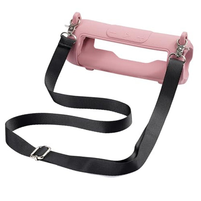 Silicone Cover Compatible with JBL Flip 7 Waterproof Portable Speaker with Shoulder Strap (Pink) - color: Pink