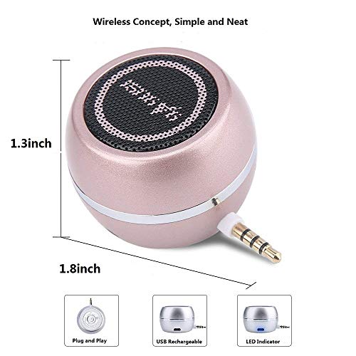 Mini Portable Speaker with 3.5mm Aux Input Jack, 3W Mobile Phone Line-in Speaker for iPhone iPad iPod Tablet Cell Phones, Gifting for Girls/Kids, Rose Gold