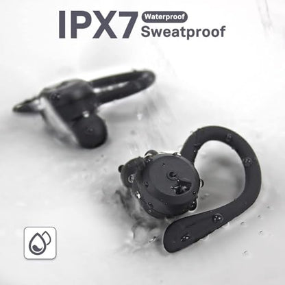 APEKX Bluetooth Headphones True Wireless Earbuds with Charging Case IPX7 Waterproof Stereo Sound Earphones Built-in Mic in-Ear Headsets Deep Bass for Sport Running Black | Secure Sport Ear Buds with Ear Hooks & Charging Case, 40H Playtime Stereo Sound for