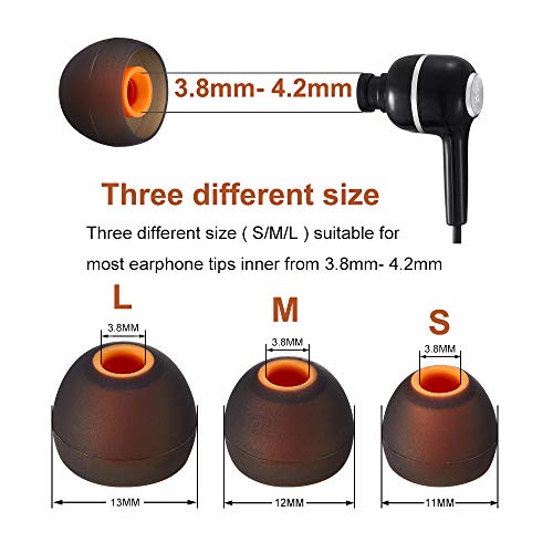 Earbud Tips Soft Silicone Earbuds Replacement Tips Fit for in-Ear Headphones(Inner Hole from 3.8mm -4.2mm Earphones) 9 Pairs S/M/L