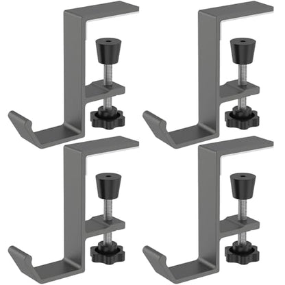 Clamp-On Under Desk Backpack Hanger, Clamp-On Under Desk Headphone Holder, Students' Desk Hook, with Adjustable Arm Clamp for Handbag and Purse Holder (Grey) - color: Gray
