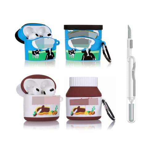 (2Pack+Cleaner Pen) XMBYGY Case for Apple AirPods 3rd Generation Wireless Earbuds with Cleaning Pen Kit, Silicone Cute Charging Case Shockproof Protective Cover and Carabiner for AirPods 3 (BJR+NTA) - color: BJR+NTA