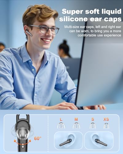New Bee Bluetooth Earpiece Wireless Bluetooth Headset for Cellphone with 500mah Charging Case LED Battery Display, V5.1 Dual Mic Noise Cancelling Single Ear Hand-Free Headset for Office Call | 500mah Charging Case LED Battery Display, V5.1 Dual Mic ENC No