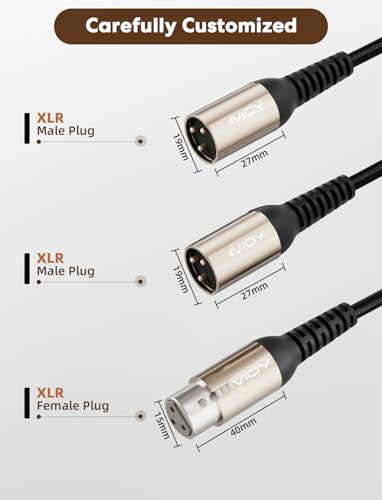 VIOY XLR Y Splitter Cable 15 FT, 3Pin Balanced 1 Female to 2 Male Mic Cord - size: 15FT