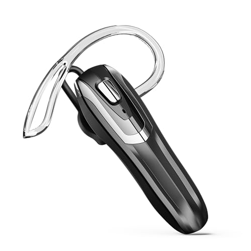 Micool Bluetooth Earpiece for Office Work V6.0 with AI Noise Cancelling, 38 Hours Wireless Headset for Business Professionals, Dual Device Pairing, Handsfree Single Ear Headphone for Calls (Silver)