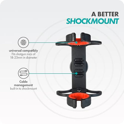 Movo SM6 Ultraflex Premium Shockmount for Shotgun Microphones – Compatible with Rode NTG Series, Sennheiser MKE600, Audio-Technica AT875R, and More - style: Shockmount