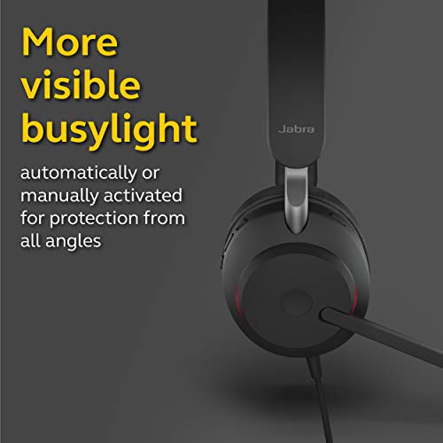 Jabra Evolve2 40 MS Wired Headphones, USB-C, Stereo, Black – Telework Headset for Calls and Music, Enhanced All-Day Comfort, Passive Noise Cancelling Headphones, MS-Optimized with USB-C Connection | Telework Headset, Enhanced All-Day Comfort, Passive Nois