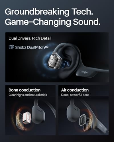 SHOKZ OpenRun Pro 2 Mini Bone Conduction Bluetooth Sport Headphones, Black | Bundle with Reflective Strip；Open-ear awareness; DualPitch premium sound；Smart Mic; IP55; 12H battery; Running/cycling/hiking - color: Black, size: Mini