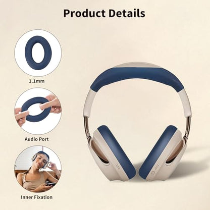 for Bose QuietComfort Ultra Headphones (2nd Gen) Case, 2 Sets Silicone Sweat Cover, KONXISA Eeadphones Protective Case Ear Cushions/Headband, Cover Protector, Washable Scratchproof, Blue