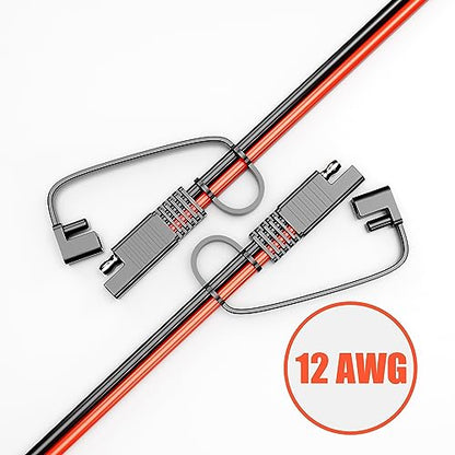 SAE 연장 케이블 12AWG 4.6m(15피트) 자동차 RV 태양열용 | SAE to SAE 연장 코드, 12AWG 순수 구리, 4.5m(15피트), 이중 PVC 재킷, 자동차/RV/트럭/보트/태양열용, 더스트 캡 포함, - size: 15피트