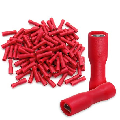 BAOMAIN 0.11" Fully Insulated Female Spade Terminals 22-16 AWG 200-Pack - size: Fully Insulated Female