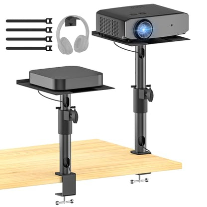 2-Pack Adjustable Clamp On Projector Stand Table, Heavy Duty 40 lbs Each, Dual Utility Tabletop Stands for Projector & Streaming Device, Gaming Console, Laptop – Home Theater & Office Setup - style: 2-Pack
