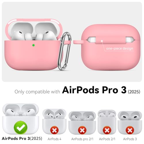 for AirPods Pro 3 Case 2025,Come with Cleaner Kit,Magnetic Purple | Silicone Protective Cover for Airpod Pro 3rd Generation Case with Keychain,for Women Men,One-Piece Design,Shockproof,Magnetic - color: A1-Magnetic Pink