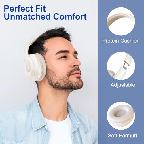 X5 Rechargeable & Portable FM Radio Headphones (Beige) - color: Beige