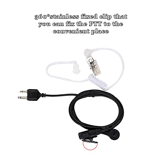 Acoustic Tube 2-Pin Earpiece Headset with PTT Mic Compatible with Two Way Radio IC - F3011 F4011 F4001 Talkie ABS