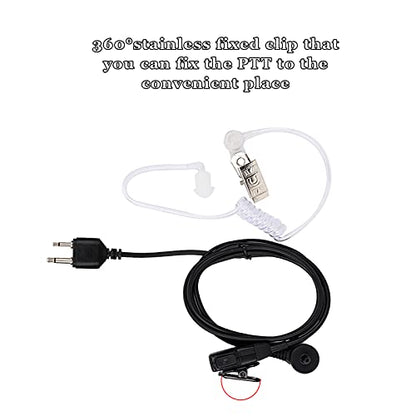 Acoustic Tube 2-Pin Earpiece Headset with PTT Mic Compatible with Two Way Radio IC - F3011 F4011 F4001 Talkie ABS