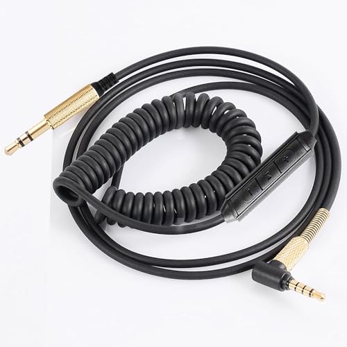 FAAEAL Major3 Coiled Audio Cable Compatible with Marshall Major2 Major4 Beats Studio3 Solo3 Solo4 Headsets 3.5mm in-line Mic Volume Control Headphone Cord 4.2ft-8ft w/mic - size: 4.2ft-8ft(w/mic)