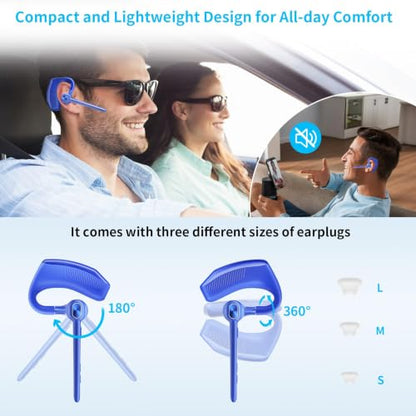 Bluetooth Headset Wireless Earpiece Single Ear Headset with Microphone | 180H Playtime 1000mAh Charging Case Wireless Charging LED Display Handsfree for iPhone Android PC Computer Trucker Drivers - color: Blue