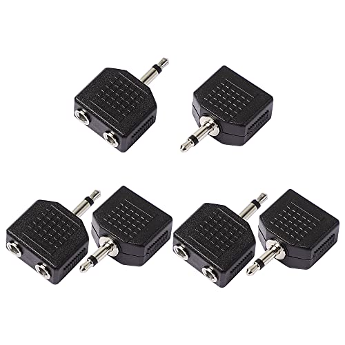 Uxcell 3.5mm to 2 Port Headphone Jack Y Splitters, 6 Pcs Stereo Audio Splitter 3.5mm Mono Audio Male Connector to 2 x 3.5mm Female Jack Adapters Converter
