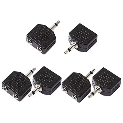 Uxcell 3.5mm to 2 Port Headphone Jack Y Splitters, 6 Pcs Stereo Audio Splitter 3.5mm Mono Audio Male Connector to 2 x 3.5mm Female Jack Adapters Converter