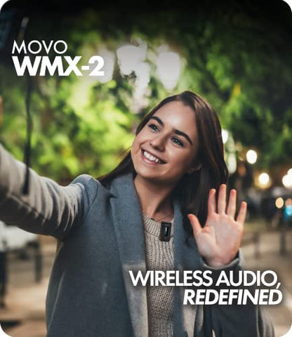 Movo WMX-2 Wireless Camera Microphone with Charging Case - Lavalier Mic for DSLR Cameras, Vlogging, Content Creation, Filmmaking - style: 1 Transmitter