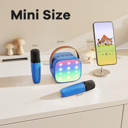 YLL Mini Karaoke Machine for Kids Adults, Portable Bluetooth Speaker with 2 Wireless Microphones, Birthday Gifts Toys for Girls Boys Ages 3, 4, 5, 6, 7, 8, 9,10,11,12+ Years Old Toddler (Royal-Blue) - color: Royal-Blue