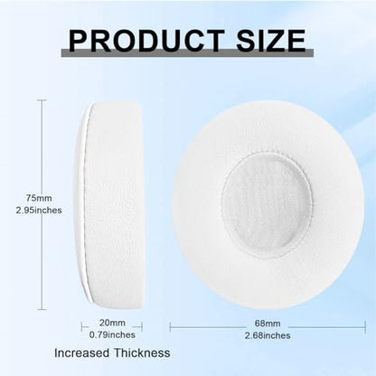 Replacement Ear Pads for Beats Solo 2 & Solo 3 Wireless On-Ear Headphones, Ear Cushions, Headset Earpads, Ear Cups Cover with Soft Protein Leather (White) - color: White