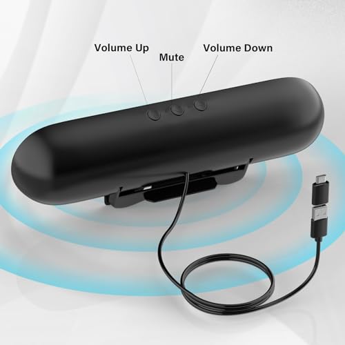 LXTNFU Computer Speakers for Desktop Monitor,Single Speakers for Desktop PC,Laptop Speaker with Loud Sound,Volume Control Easily Clamps to Monitors(USB-C to USB Adapter Included) (Black) | Loud Stereo Sound,Rich Bass, Easy Clip-On for Monitor, 3-Button Vo