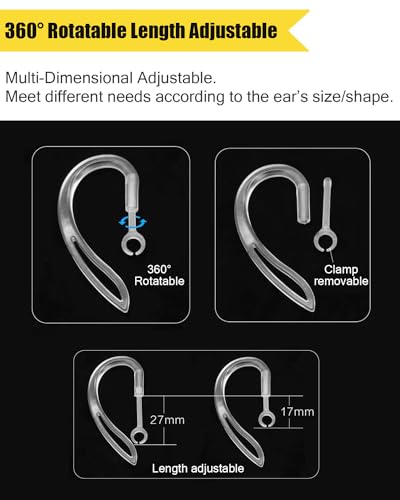 3 Pairs Ear Hooks for AirPods Pro 3/2/1 AirPods 4 3 2 1 [360° Rotatable Multi-Dimensional Adjustable] Silicone Soft Comfortable Anti-Slip Sports Clamp (Transparent & Black & White) - color: Transparent & Black & White
