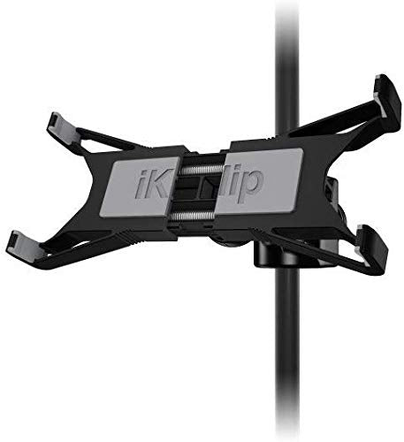 IK Multimedia iKlip Xpand Tablet Holder for mic Stands, fits iPad and Android Tablets Between 7" to 12.9" with an Adjustable 360° Swivel and Soft-Touch fit - size: Tablet
