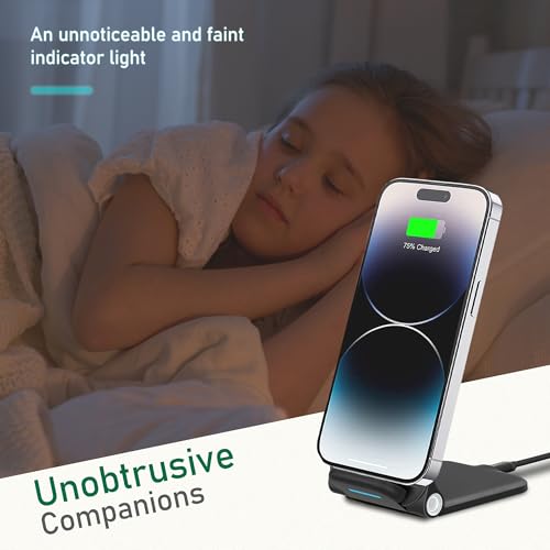15W Wireless Charger Stand, Foldable Charging Station for Samsung Galaxy S25 S24 S23 S22 S21 S20 Ultra S10 S9 S8 S7 Note10 9 8 7, Desk Stand Up Phone Charger iPhone 17 16 15 14 13 12 Pro Max