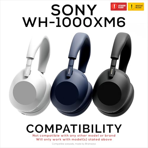 Hybrid Earpads for Sony WH-1000XM6 Headphones - Cooling Gel Gaming Cushions with Super Soft Fabric & Thick Foam - By Brainwavz (Black) - color: XM6 Hybrid Gel
