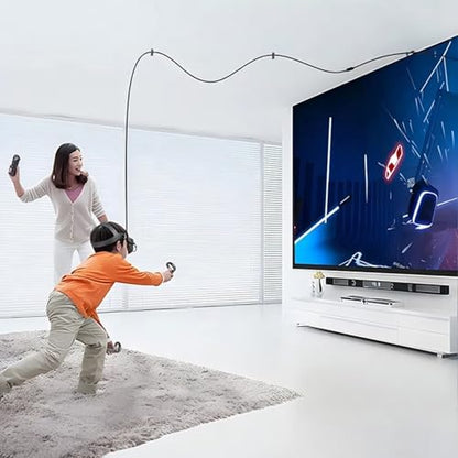 16.4ft/5m 10Gbps USB 3.2 Gen2 Type-C Fiber Optic Extension Cable, Compatible with Quest 3/Quest 2 VR Headset, Gamimg PC, Lightweight, Flexible, 60W Fast Charging and Zero Interference