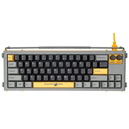 Shurikey 65% Mechanical Gaming Keyboard with Varmilo EC V2 Rose Switch, White LED Backlit, Wireless and Bluetooth Keyboard for Windows Mac OS Android - Hanzo 001