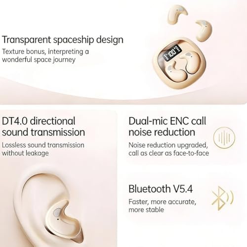 Open Ear Sleep Wireless Earbuds Bluetooth 5.4,13mm Dynamic Driver Low Latency Gaming Headphones,40H Playback LED Digital Charging Case for Side Sleeper Travel Insomnia,3 Colors White - color: White