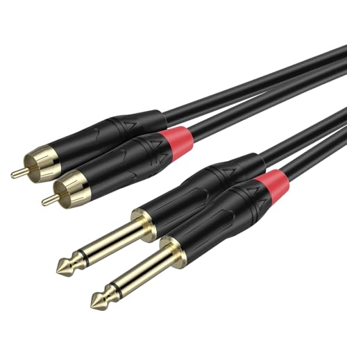 RCA to 1/4 Cable, Dual 1/4 inch TS to Dual RCA Stereo Audio Interconnect Cable, Gold Plated Heavy Duty 2X 6.35mm 1/4 inch Male TS to 2 RCA Male Adapter Cable (Style B, 3Feet) - size: 3Feet, style: style B