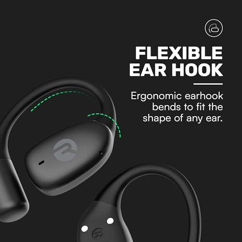 Raycon Essential Open Ear Earbuds – Open Ear Headphones, Earbuds Wireless Bluetooth, Sweat & Water-Resistant Earphones, Running Headphones with Ultra-Lightweight Design, 36 Hours Battery Life (Black) - color: Black