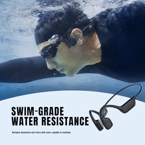 Bone Conduction Headphones for Swimming, Bluetooth 6 Open-Ear Sports Earbuds, Built-in MP3 Player with 32GB Memory, IPX8 Waterproof Swimming Headset，Sporty Black