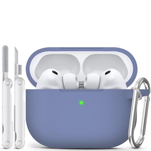 for AirPods Pro 3 Case 2025,Come with Cleaner Kit,Lavender | Silicone Protective Cover for Airpod Pro 3rd Generation Case with Keychain,for Women Men,One-Piece Design,Shockproof - color: Lavender