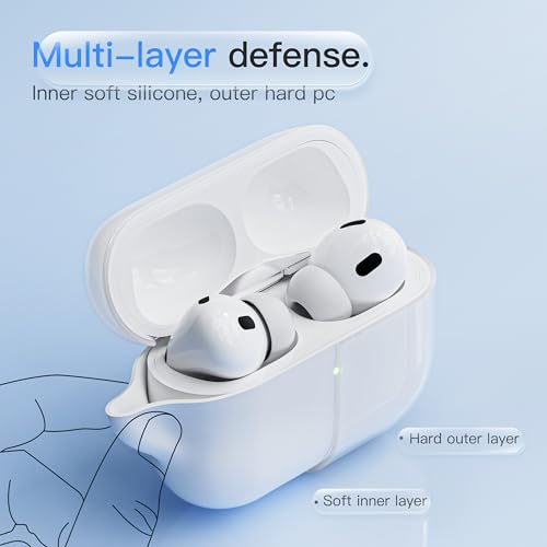 Case for AirPods Pro 3 Never-Sretch-Out DamonLight Shock-Proof Protective Semi Hard Silicone Case Compatible with Apple Airpods Pro 3rd Generation (White) - color: White2025