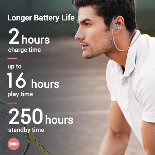 Bluetooth 5.3 Headphones, Wireless Sports In-Ear Earbuds IPX7 Waterproof | 16 Hours Playtime, Sweatproof Stereo Earphones with MIC, Noise Cancelling Headsets for Gym Running Workout, Clear Sound - color: Pink