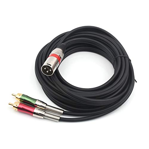 15FT XLR Male to 2 x Phono RCA Plug Adapter Y Splitter Patch Cable, 1 XLR Male 3 Pin to Dual RCA Plug Stereo Audio Cable Connector(4.5M) - color: 4.5m (1XLR-2RCA)