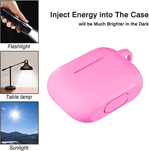 Lerobo for AirPod Pro Case, Silicone Cover with Keychain, Nightglow Purple | Glow-in-the-Dark, Scratch & Dust Resistant, Wireless Charging, Compatible with Apple AirPods Pro 2/1 Case Cover for Women Men - color: Nightglow Pink