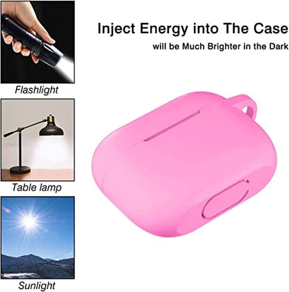 Lerobo for AirPod Pro Case, Silicone Cover with Keychain, Nightglow Purple | Glow-in-the-Dark, Scratch & Dust Resistant, Wireless Charging, Compatible with Apple AirPods Pro 2/1 Case Cover for Women Men - color: Nightglow Pink