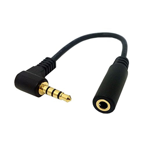 chenyang Headphone/Audio Extension Cable,4 Pole 3.5mm Male to 3.5mm Female Audio Stereo Headphone 90 Degree Angled Extension Cable 10cm - color: 4 Pole Audio/Microphone